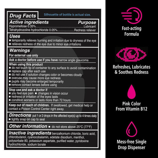 Rohto Digi-Eye Drops for Digital Eye Strain Relief, Long-Lasting Cooling and Soothing Formula for Red Tired Eyes, 0.4 fl oz, 2 Count