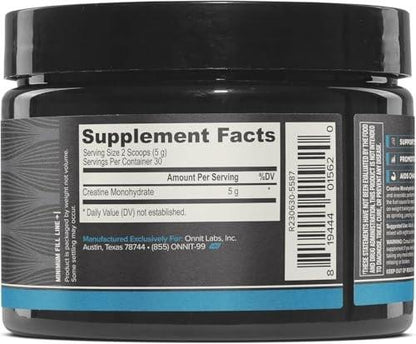 ONNIT Creatine Monohydrate Powder, IGEN Non-GMO Tested 5g Premium Creatine for Muscle Strength, Power and Lean Mass, Supports Brain Health, Brain Cellular Energy, Unflavored, 30 Servings, 5.29 oz
