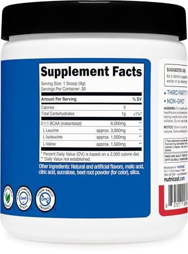 Nutricost BCAA Powder (Strawberry Kiwi, 30 Servings) - Optimal 2:1:1 Ratio - görsel 2