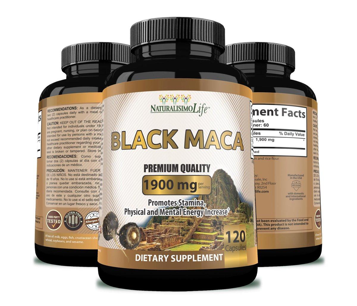 Organic Black Maca 1,900 mg per Serving Natural Energy Booster Peruvian Maca for Men & Women 120 Capsules - görsel 7