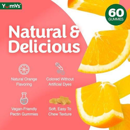 YUM-V'S Glucose Gummies – Fast Acting Glucose Chewable Gummies – Great Tasting – Gluten Free, Vegan, Non-GMO – Orange Natural Flavor – 60 Chewable Gummy for Adults & Kids