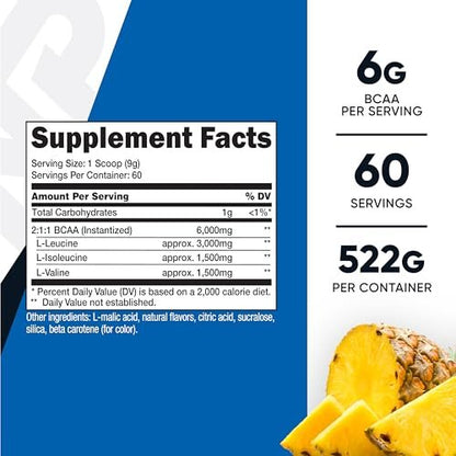 Nutricost BCAA Powder (Pineapple, 60 – Serving Size: 1 Scoop (approx. 4.9g) – Image 7