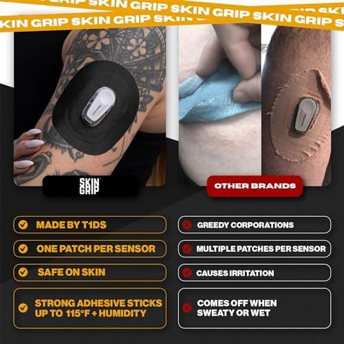 Skin Grip Adhesive Patch Compatible with Dexcom G6 – Waterproof & Sweatproof with Cutout, Lasts 10-14 Days, CGM Sensor Cover – 20 Pack, Black - görsel 6