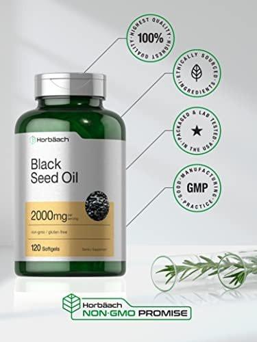Horbaach Black Seed Oil Cold Pressed Softgel Capsules | 2000mg | 120 Count | Supplement with Omega 6 and 9 | Nigella Sativa | Non-GMO and Gluten Free - görsel 11