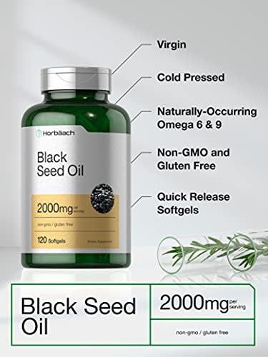Horbaach Black Seed Oil Cold Pressed Softgel Capsules | 2000mg | 120 Count | Supplement with Omega 6 and 9 | Nigella Sativa | Non-GMO and Gluten Free - görsel 6