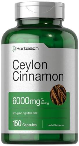 Horbäach Ceylon Cinnamon Supplement | 150 Capsules | Herbal Extract Pills | Non-GMO & Gluten Free