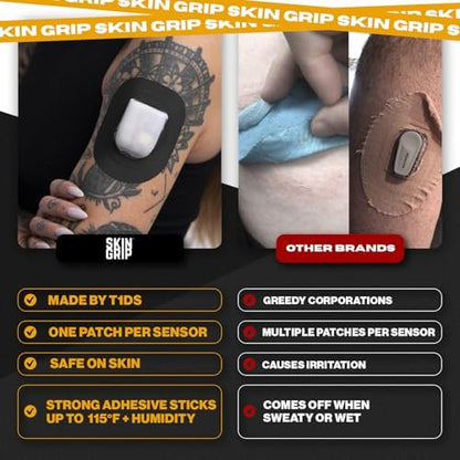 Skin Grip Insulet Omnipod 5 Adhesive Patches Waterproof & Sweatproof (Also Fits Omni pod Dash), Pre-Cut Medical Tape, Ultimate Insulin Pump Protection, Diabetic Sensor Covers, 20-Pack, Black