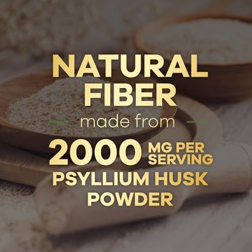 Psyllium Husk Powder 2000mg Per Serving Supplement - Extra Strength Psyllium Fiber Powder - Natural Soluble Fiber Pills, Supports Digestion, Colon Health & Regularity, Bottled in USA - 120 Capsules - görsel 9