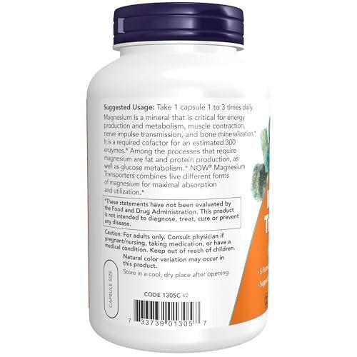 NOW Foods Supplements, Magnesium Transporters with 5 Forms of Magnesium for Optimal Bioavailability, 180 Veg Capsules - görsel 5