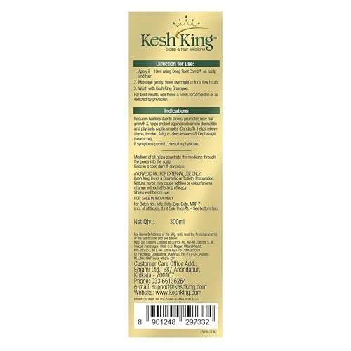 Kesh King Ayurvedic Hair Oil | Herbal Oil with Bhringraj & Amla | Enhance Hair Growth | Reduce Hairfall | Nourishes Scalp | Provides Long & Thick Hair | 10.14 Fl Oz/300ml - görsel 1