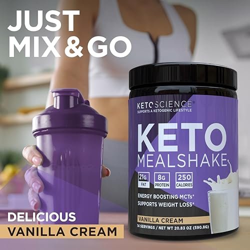 Keto Science Ketogenic Meal Shake Vanilla Dietary Supplement, Keto Protein, Rich in MCTs and Protein, Packed with Collagen, Vitamins and Minerals, Keto and Paleo Friendly, Weight Loss, (14 servings), 20.49 Oz - görsel 10