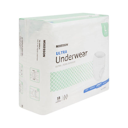 McKesson Ultra Adult Incontinence Underwear, [18 Count], Heavy Absorbency, Large, 44-58 in. Unisex Bladder Leak Protection, Pull-On Style with Tear-Away Sides, Postpartum and Incontinence Support