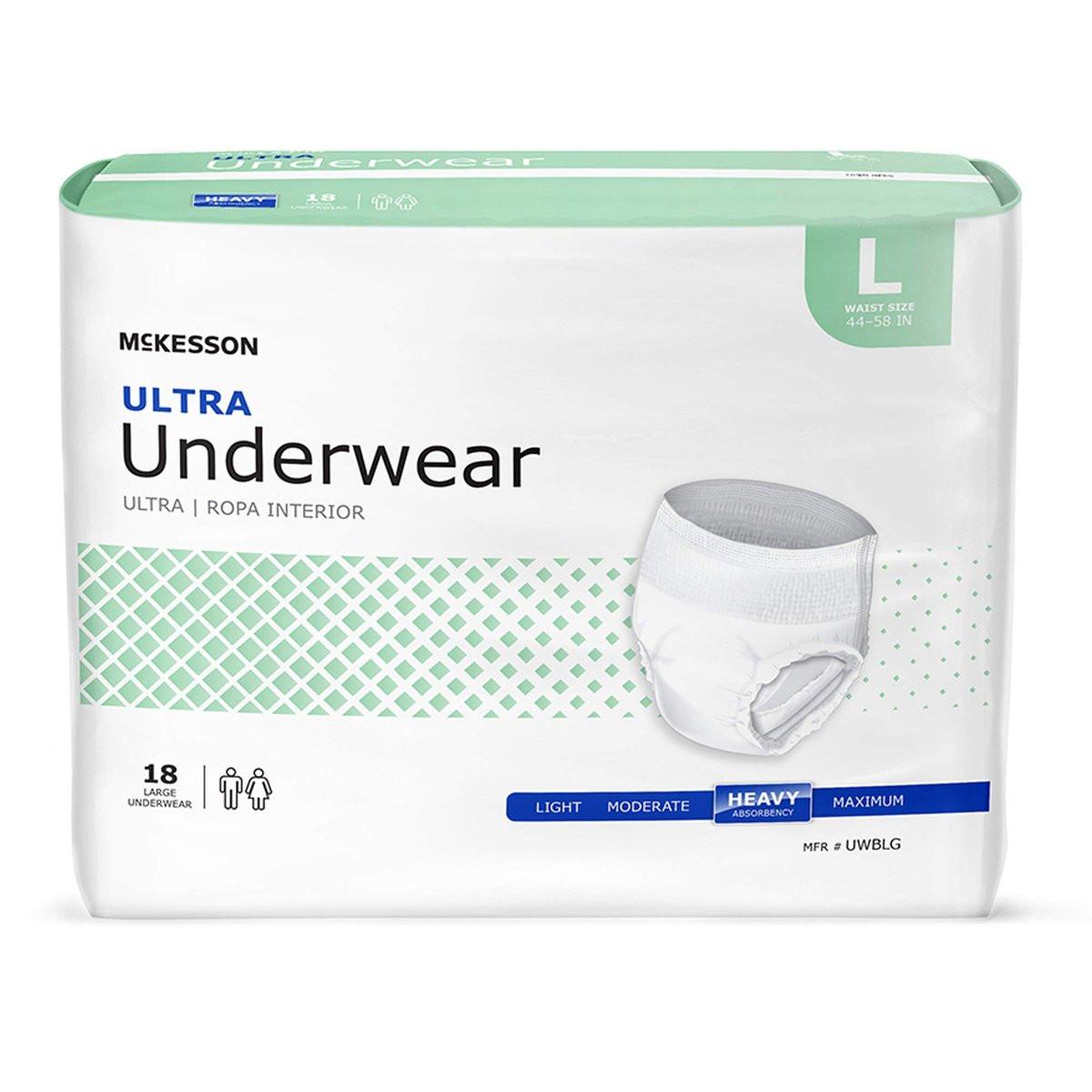 McKesson Ultra Adult Incontinence Underwear, [18 Count], Heavy Absorbency, Large, 44-58 in. Unisex Bladder Leak Protection, Pull-On Style with Tear-Away Sides, Postpartum and Incontinence Support - görsel 9