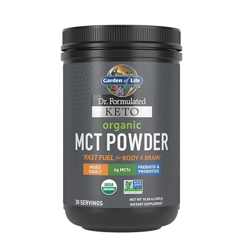 Garden of Life Dr. Formulated Keto Organic MCT Powder - 30 Servings, 6g MCTs from Coconuts plus Prebiotic Fiber & Probiotics, Certified Organic, Non-GMO, Vegan, Gluten Free - görsel 10