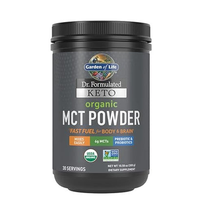 Garden of Life Dr. Formulated Keto Organic MCT Powder - 30 Servings, 6g MCTs from Coconuts plus Prebiotic Fiber & Probiotics, Certified Organic, Non-GMO, Vegan, Gluten Free