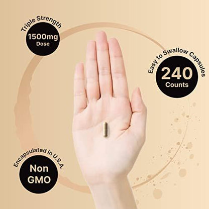 Mucuna Pruriens Capsules, Triple Strength 1500mg Per Serving, 2 in 1 Formula, Made with Mucuna and Ashwagandha, 240 Capsules, Potent Seed Extract, Positive Mood, Relaxation & Restoration Support