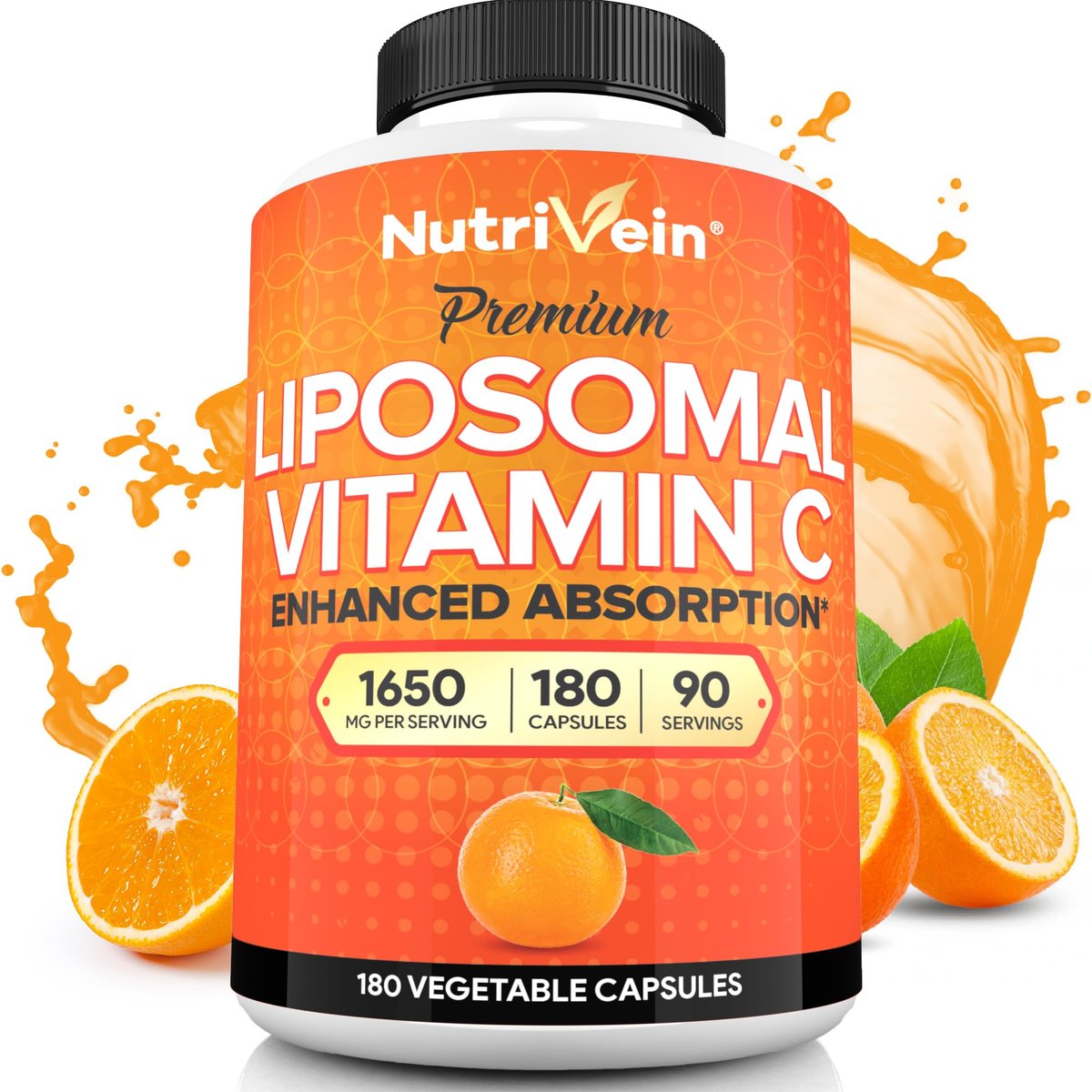 Nutrivein Premium Liposomal Vitamin C Supplement 1650mg - 180 Caps: High-Absorption High Dose Vitamin C Capsules for Whole-Body Defenses & Overall Well-Being - görsel 7