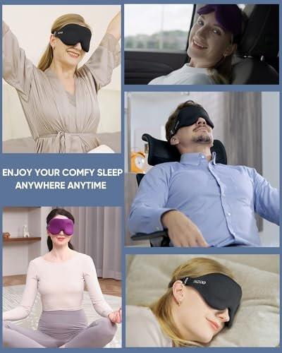 MZOO Luxury Sleep Eye Mask for Side Sleeper Men Women, Zero Eye Pressure 3D Sleeping Mask, Light Blocking Patented Design Night Blindfold, Soft Eye Shade Cover for Travel, Grey - görsel 14