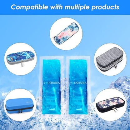 YOUSHARES Ice Packs - Reusable Freezer Packs Instant Hot Or Cold Gel Pack Suitable for Insulin Cool Storage Bag （2 TSA Approved Ice Packs）