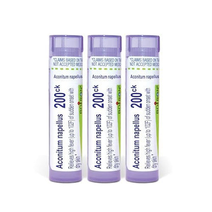 Boiron Aconitum Napellus 200ck Homeopathic Medicine for High Fever - Pack of 3 (240 Pellets)