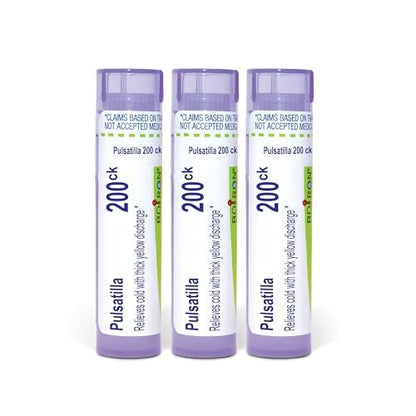 Boiron Pulsatilla 200ck Homeopathic Medicine for Cold with Thick, Yellow Discharge - Pack of 3 (240 Pellets)