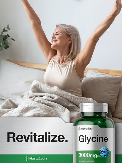 Horbäach Glycine 3000mg Supplement | 100 Powder Capsules | Non-GMO, Gluten Free