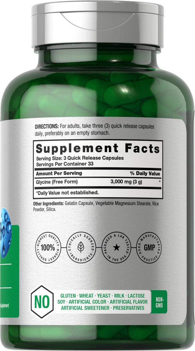Horbäach Glycine 3000mg Supplement | 100 Powder Capsules | Non-GMO, Gluten Free - görsel 3