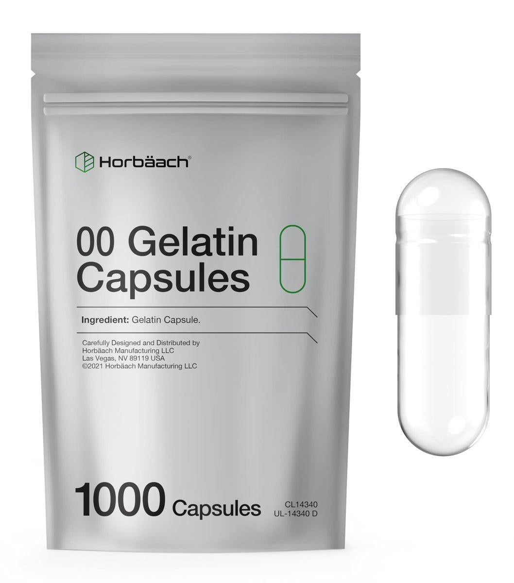 Empty Capsules Size 00 | 1000 Clear Gelatin Capsules | Resealable Bag | Non-GMO, Gluten Free | By Horbaach - görsel 2