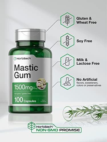Horbäach Mastic Gum | 1500mg | 100 Capsules | Non-GMO & Gluten Free Supplement - görsel 8