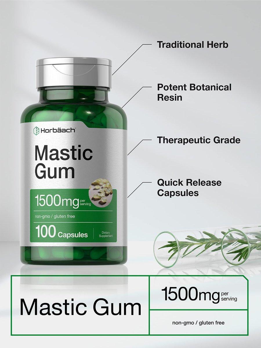 Horbäach Mastic Gum | 1500mg | 100 Capsules | Non-GMO & Gluten Free Supplement - görsel 5
