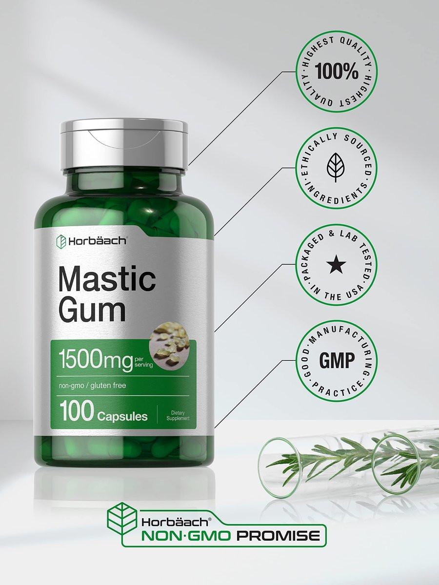 Horbäach Mastic Gum | 1500mg | 100 Capsules | Non-GMO & Gluten Free Supplement - görsel 9