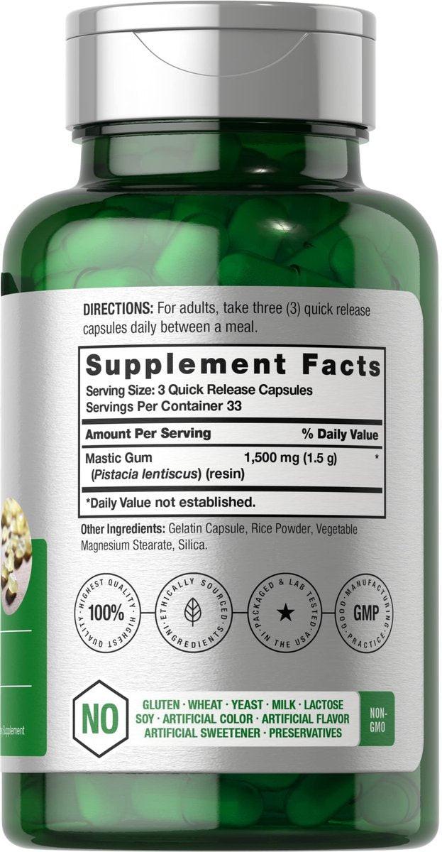 Horbäach Mastic Gum | 1500mg | 100 Capsules | Non-GMO & Gluten Free Supplement - görsel 3