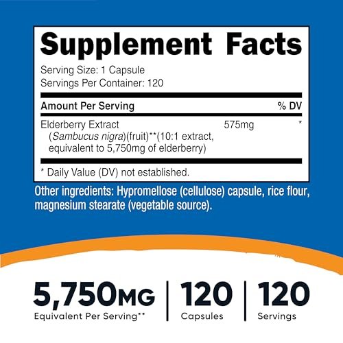 Nutricost Elderberry Capsules 575mg (120 Capsules) - Black Elderberry, Vegetarian, Gluten Free and Non-GMO Supplement - görsel 4