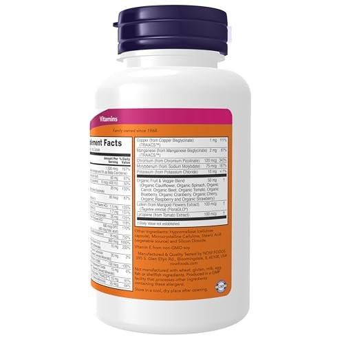 NOW Foods Supplements, Daily Vits™ with Fruit & Veggie Blend, Lutein and Lycopene, 120 Veg Capsules - görsel 6