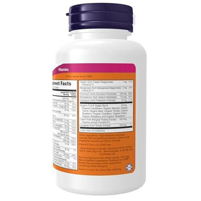 NOW Foods Supplements, Daily Vits™ with Fruit & Veggie Blend, Lutein and Lycopene, 120 Veg Capsules
