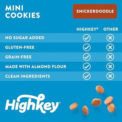 HighKey Cookies Variety Pack - Low Carb, No Added Sugar, Gluten Free - 3 Pack: Chocolate Chip Cookie, Snickerdoodle, Brownie Bites - 6.75oz Total - Diabetic Friendly Snack