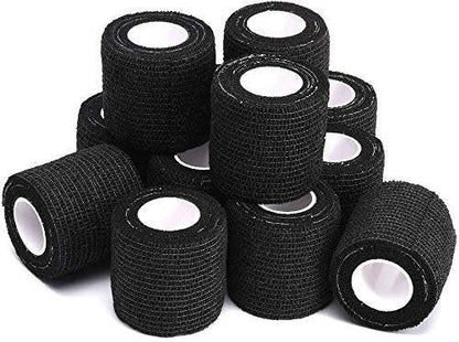 BISIBITA2 Sensi Wrap Grip Cover Sports Self Bandage Rolls 2-inch x 5-Yards 24pcs (Black)