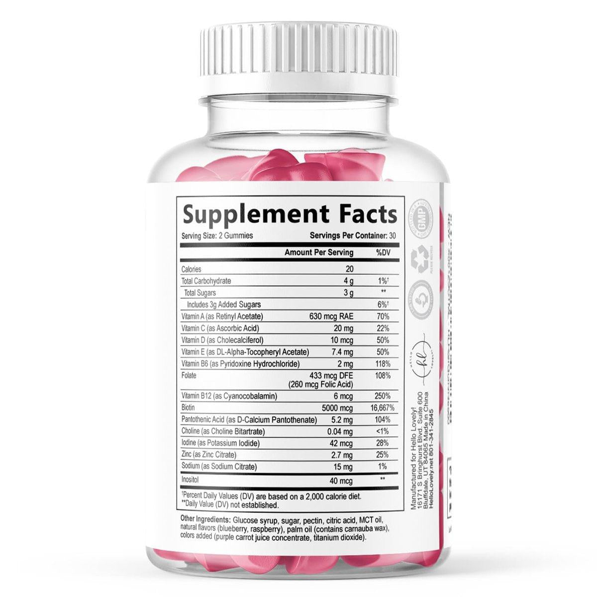 Hair Vitamins Gummies for Hair Growth - Hair, Skin & Nails Beauty Complex with 5000mcg Biotin per Serving - Supports Thicker, Stronger, Radiant-Looking Hair for Women & Men, Berry Flavor - 120 Gummies - görsel 6