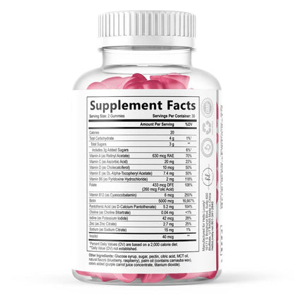 Hair Vitamins Gummies for Hair Growth - Hair, Skin & Nails Beauty Complex with 5000mcg Biotin per Serving - Supports Thicker, Stronger, Radiant-Looking Hair for Women & Men, Berry Flavor - 120 Gummies