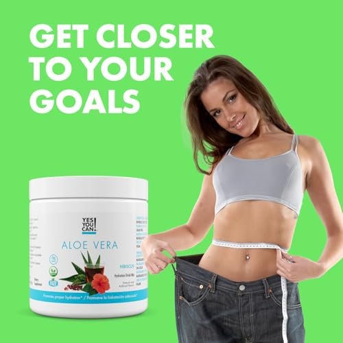Yes You Can! Aloe Vera Powder Drink Mix - Hydration Booster Infused with Pure Organic Aloe Vera Extract - Delicious Flavors - Made in USA - Antioxidant Rich - Hibiscus Flavor - 40 Servings - görsel 11