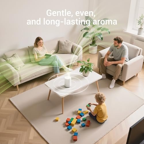 ASAKUKI Essential Oil Diffuser for Home, 300 ml Humidifier with Automatic Shut-Off, Quiet Aromatherapy Diffuser with 7 LED Lights for Living Room, Kitchen, Bedroom, Hotel - Pure White - görsel 10