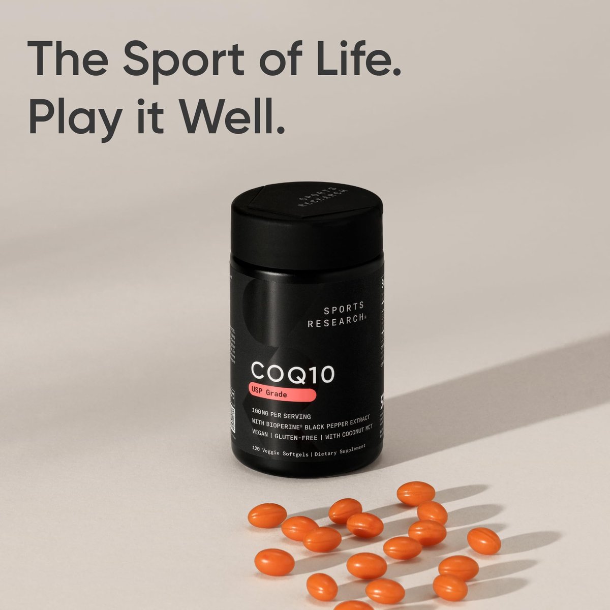Sports Research CoQ10 (100mg) Enhanced w/Coconut Oil & Bioperine (Black Pepper) for Better Absorption | Vegan Certified, Non-GMO Verified (120 Veggie Softgels) - görsel 6