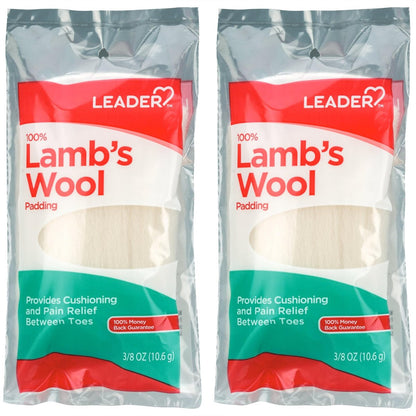 LEADER 100% Lambs Wool Padding - Corn and Callus Cushions for Pain Relief Between Toes - 2 Pack
