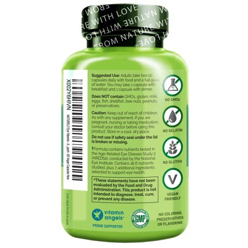 NATURELO Eye Vitamins - AREDS 2 Formula Nutrients with Lutein, Zeaxanthin, Vitamin C, E, Zinc, Plus DHA - Supplement for Dry Eyes, Healthy Vision, Eye Support - 60 Vegan Capsules - görsel 12