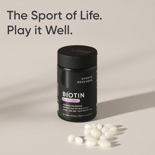 Sports Research® Biotin 10,000mcg with Organic Coconut Oil - Biotin (Vitamin B7) for Healthy Skin and Hair Support* - for Women and Men - Vegan, Non-GMO, Gluten & Soy-Free - 30 Veggie Softgels - görsel 15