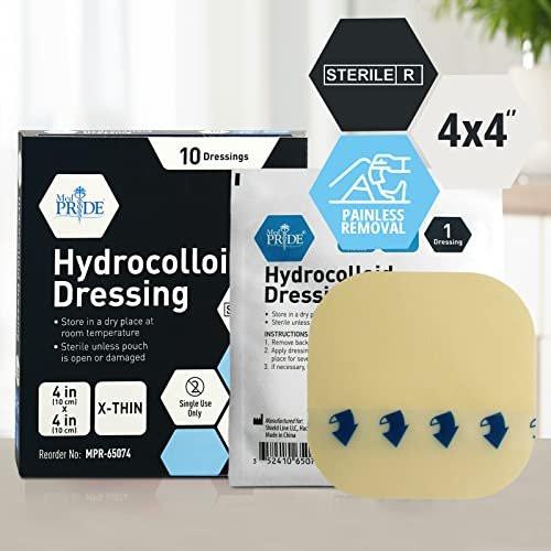 MED PRIDE Hydrocolloid Dressings and Bandages, Highly Absorbent, Water-Resistant, Comfortable, Multi-Day Use (4'' x 4'' 10 X-Thin) - görsel 6
