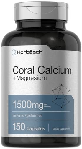 Horbäach Coral Calcium 1500mg Capsules | 150 Count | Plus Magnesium | Non-GMO & Gluten Free Supplement