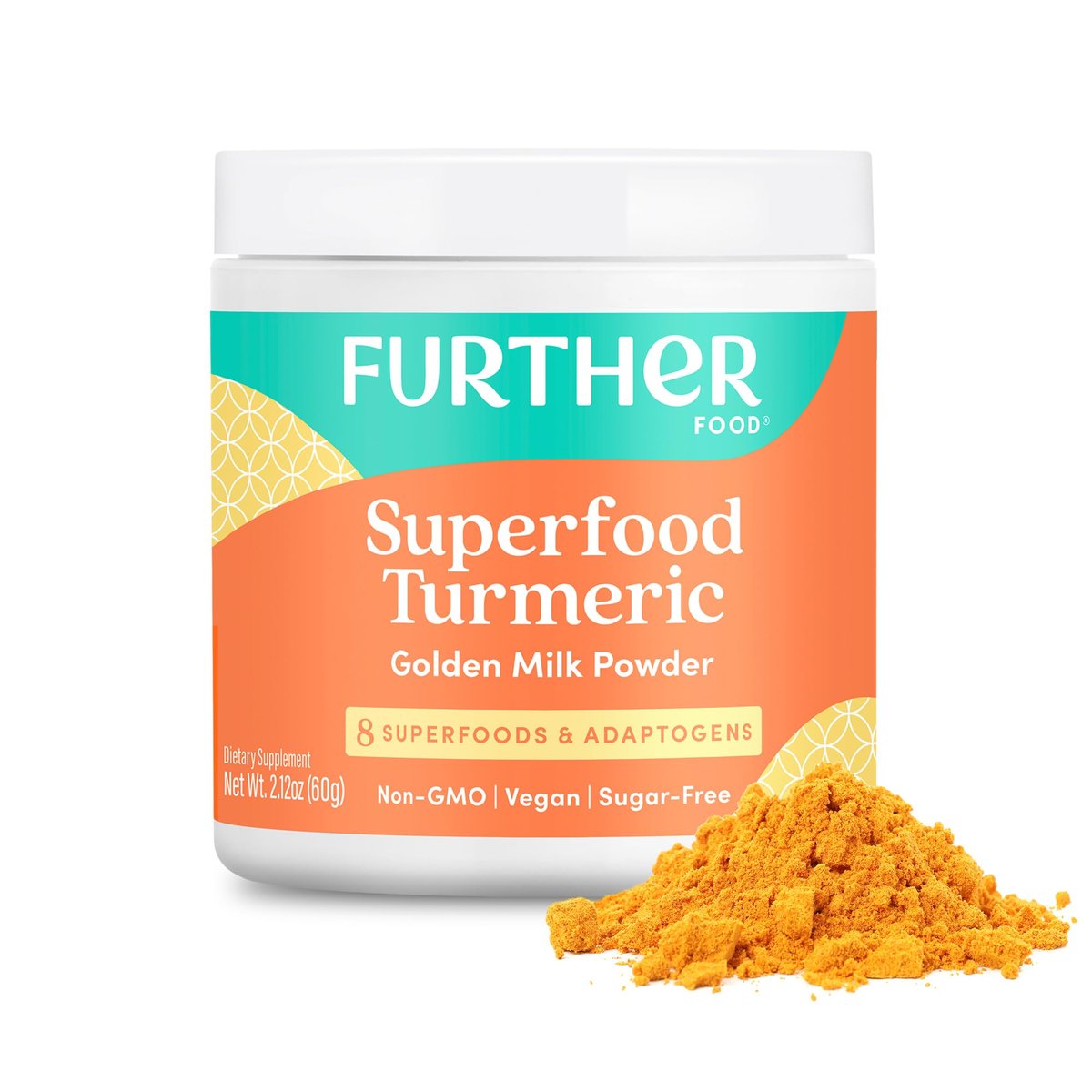 Further Food Superfood Turmeric Root Powder - Maximum Absorption, Natural Immune Booster, Golden Milk Blend, Sugar Free, Keto, Vegan, Non-GMO, 2.12 Oz - görsel 1