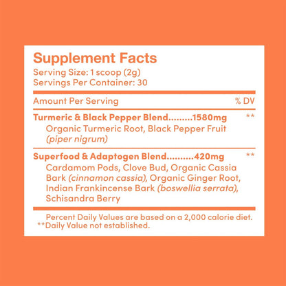 Further Food Superfood Turmeric Root Powder - Maximum Absorption, Natural Immune Booster, Golden Milk Blend, Sugar Free, Keto, Vegan, Non-GMO, 2.12 Oz