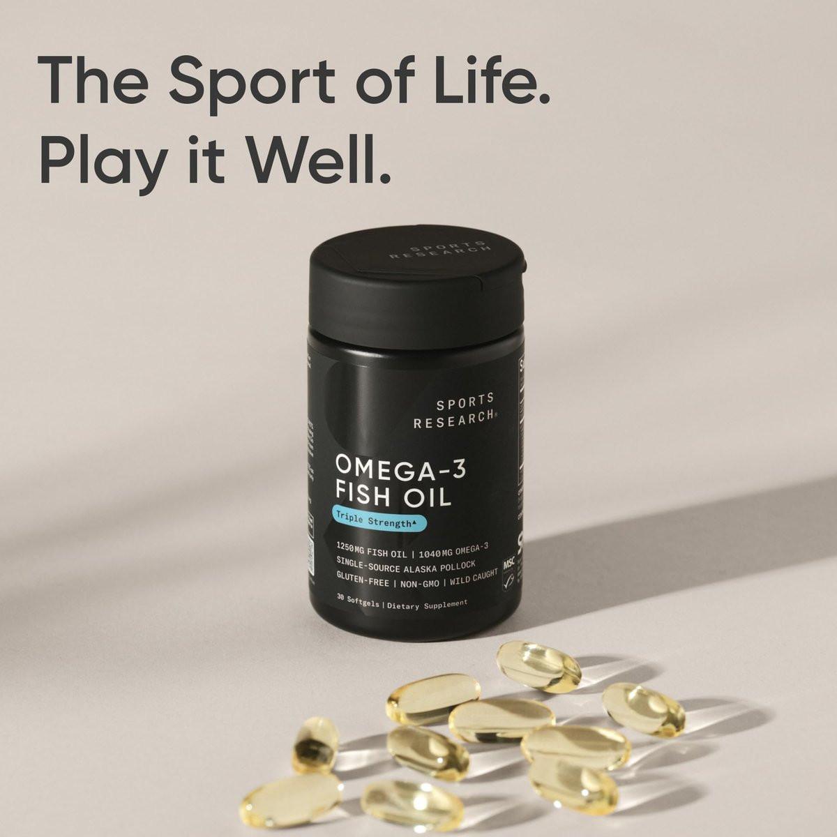 Sports Research Triple Strength Omega 3 Fish Oil 1250mg from Wild Alaskan Pollock - Burpless Fish Oil Supplement with Omega-3 EPA & DHA - Sustainably Sourced, Non-GMO, Gluten Free - 30 Softgels - görsel 6